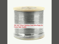 316 7x37 12 mm roestvrij staal draad touw voor kraan